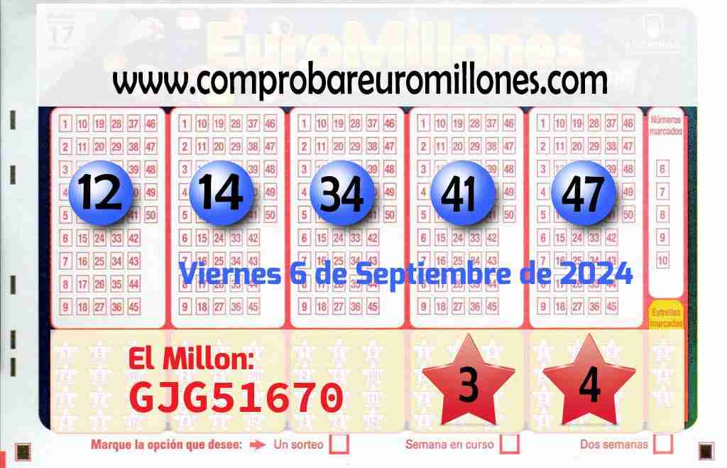 Resultados Euromillones del 06/09/2024