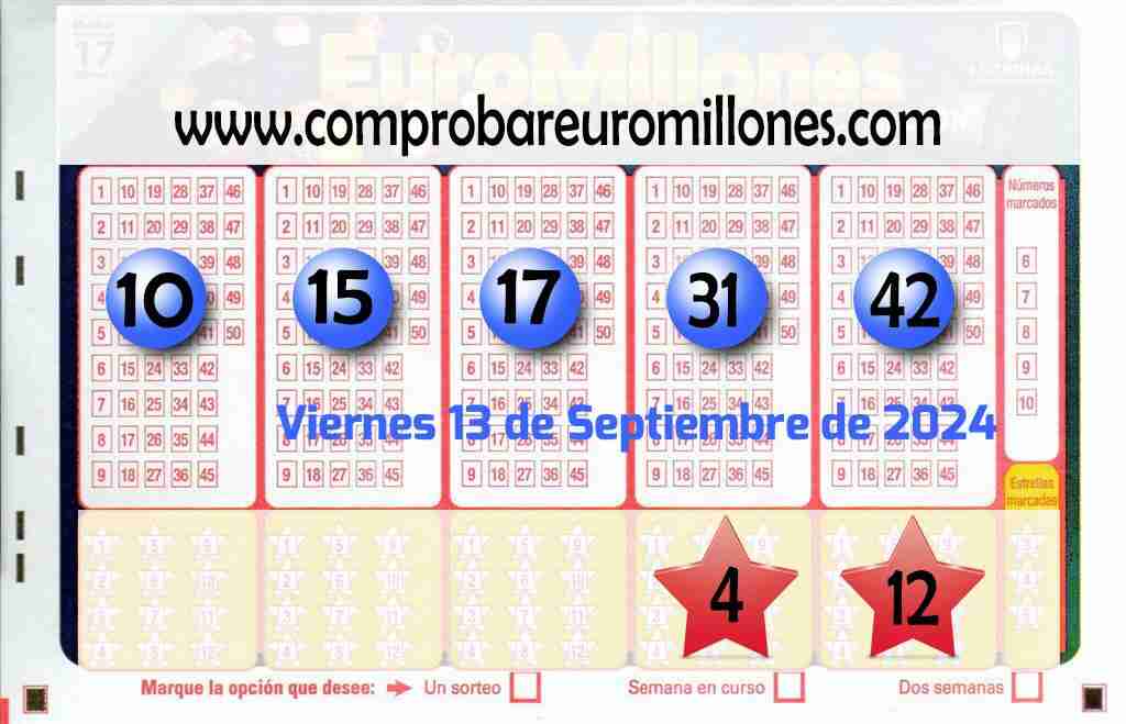 Resultados Euromillones del 13/09/2024