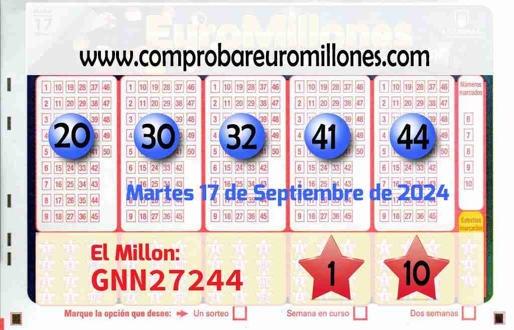 Resultados Euromillones del 17/09/2024