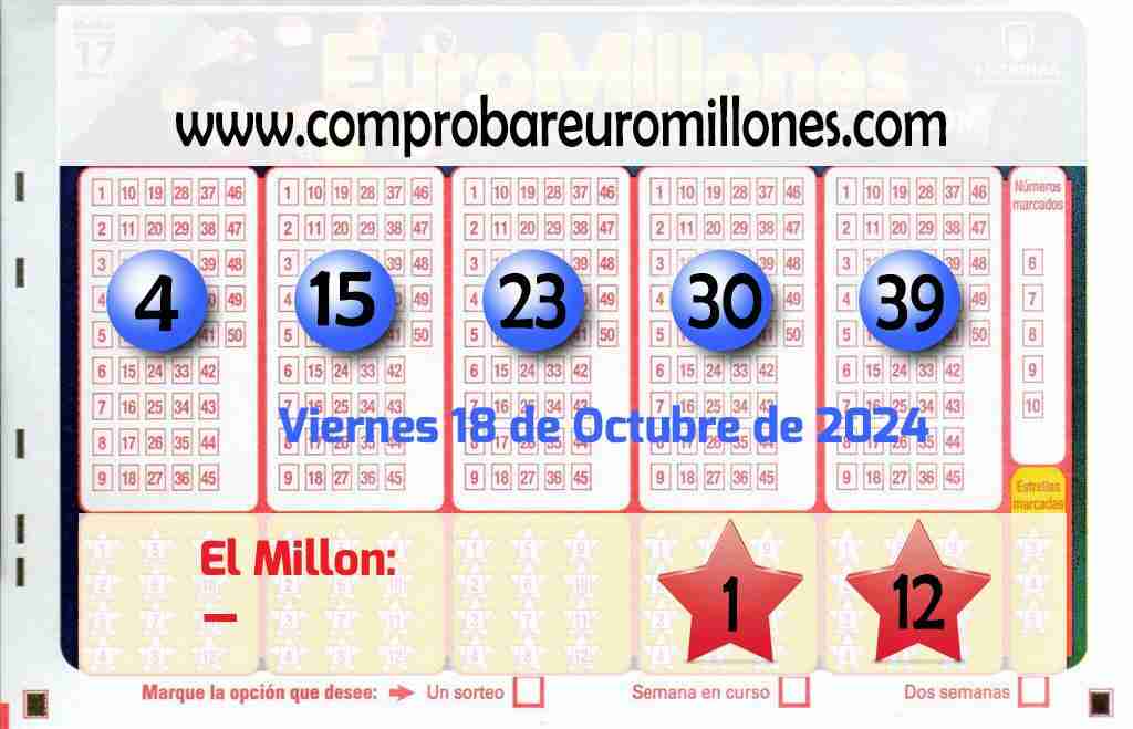 Comprobar euromillones del 18/10/2024