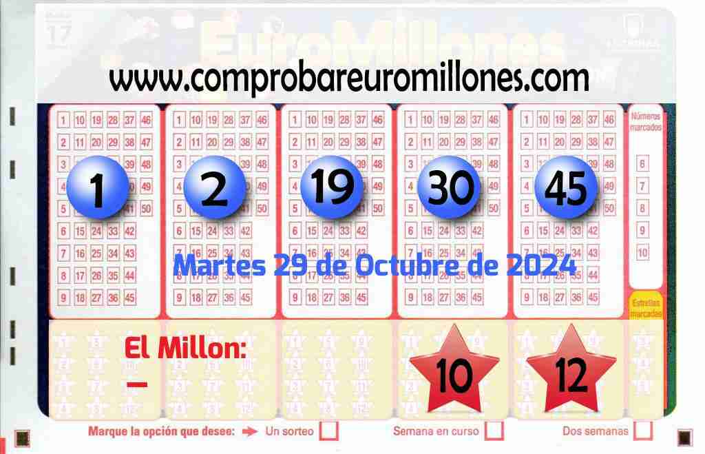 Resultados Euromillones del 29/10/2024