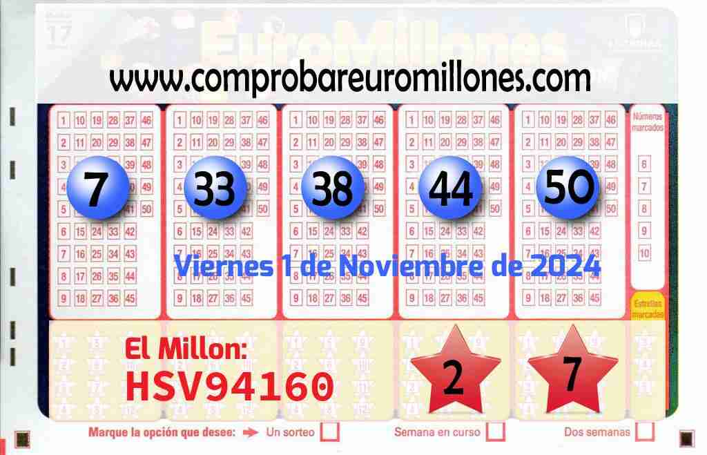 Resultados Euromillones del 01/11/2024