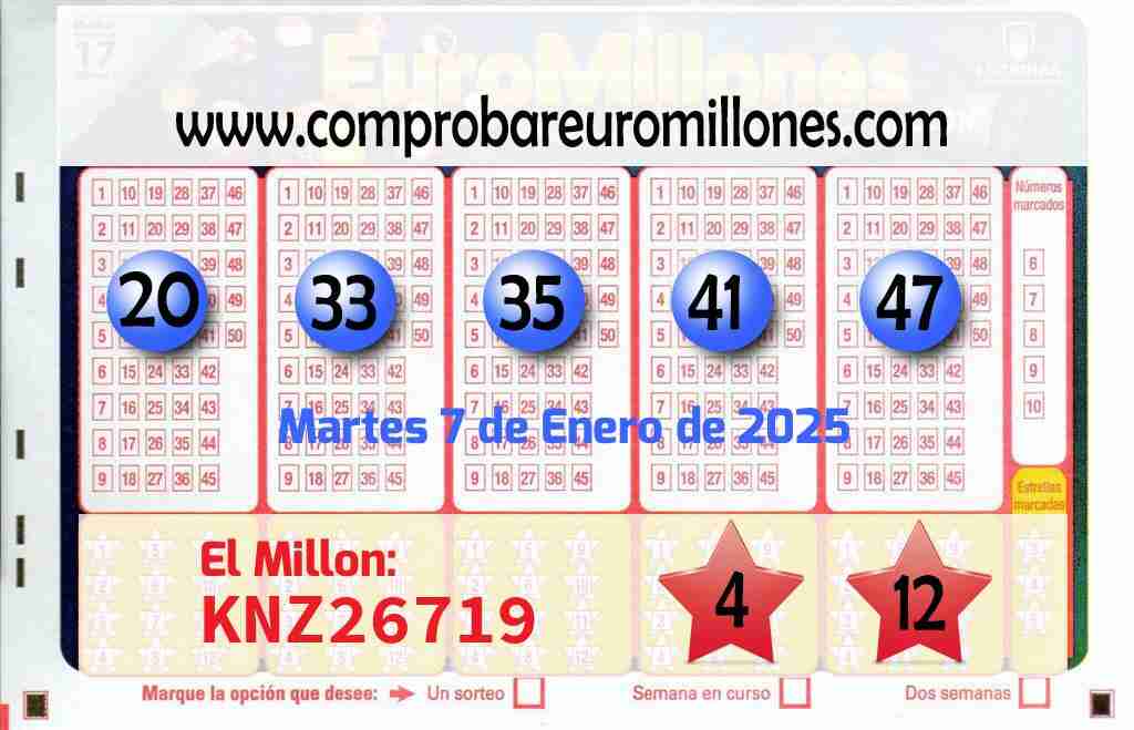 Resultados Euromillones del 07/01/2025